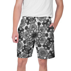 Шорты на шнурке мужские Черно-белый геометрический мозаичный узор, цвет: 3D-принт