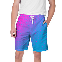 Шорты на шнурке мужские Закат и капли, диагональный градиент с сеткой дотс, цвет: 3D-принт