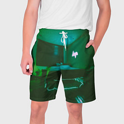 Шорты на шнурке мужские Неоновая спальня - Зелёный, цвет: 3D-принт