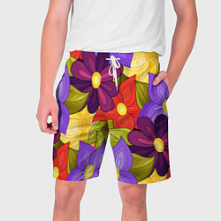 Шорты на шнурке мужские MULTICOLORED PANSIES, цвет: 3D-принт