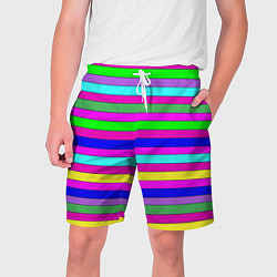 Шорты на шнурке мужские Multicolored neon bright stripes, цвет: 3D-принт