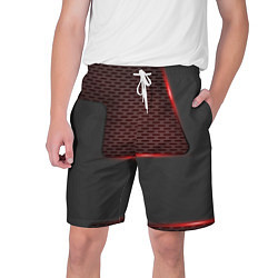 Шорты на шнурке мужские Объемная красная сетка на черной пластине, цвет: 3D-принт