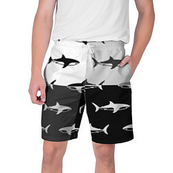 Шорты на шнурке мужские Стая акул - pattern, цвет: 3D-принт
