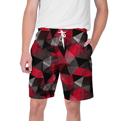 Шорты на шнурке мужские Красно-серый геометрический, цвет: 3D-принт