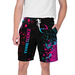 Шорты на шнурке мужские Evanescence - neon gradient: символ и надпись верт, цвет: 3D-принт