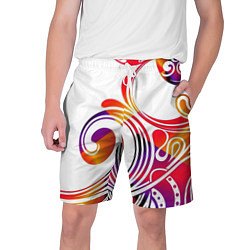 Шорты на шнурке мужские Узор на белом фоне, цвет: 3D-принт