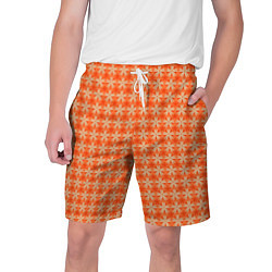 Шорты на шнурке мужские Цветочки на оранжевом фоне, цвет: 3D-принт