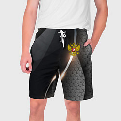 Шорты на шнурке мужские Герб РФ киберпанк, цвет: 3D-принт