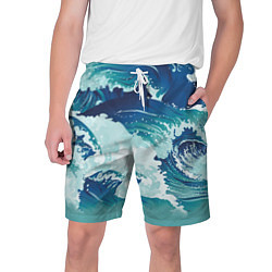 Шорты на шнурке мужские Несущиеся морские волны, цвет: 3D-принт