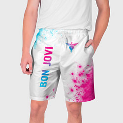 Мужские шорты Bon Jovi neon gradient style: надпись, символ