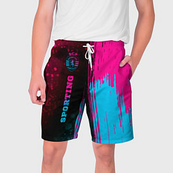 Шорты на шнурке мужские Sporting - neon gradient: по-вертикали, цвет: 3D-принт