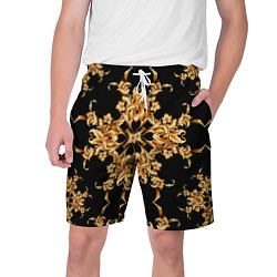 Шорты на шнурке мужские Золотая гжель цветы, цвет: 3D-принт
