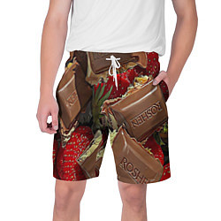Шорты на шнурке мужские Клубника и шоколад Рошен, цвет: 3D-принт