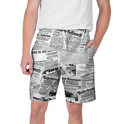 Шорты на шнурке мужские Газетный коллаж, цвет: 3D-принт