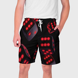 Шорты на шнурке мужские Игральные кости на черном фоне, цвет: 3D-принт