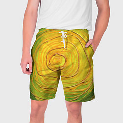 Шорты на шнурке мужские Желто-зеленая текстурная абстракция акрилом, цвет: 3D-принт