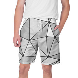 Шорты на шнурке мужские Геометрические линии на сером фоне, цвет: 3D-принт