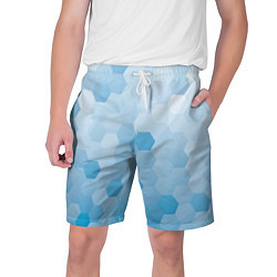 Шорты на шнурке мужские Светло-синяя текстура-паттерн, цвет: 3D-принт