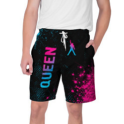 Шорты на шнурке мужские Queen - neon gradient: надпись, символ, цвет: 3D-принт