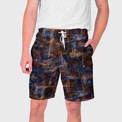 Шорты на шнурке мужские Коричневый с синим абстрактный гранжевый, цвет: 3D-принт