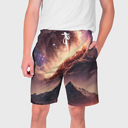 Шорты на шнурке мужские Космос и звезды в небе над горами, цвет: 3D-принт