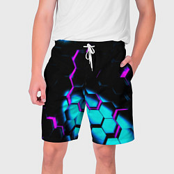 Шорты на шнурке мужские Неоновая броня fortnite, цвет: 3D-принт