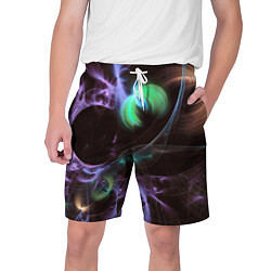 Шорты на шнурке мужские Магические фиолетовые волны и цветные космические, цвет: 3D-принт