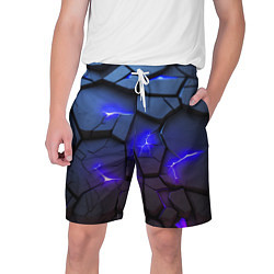 Шорты на шнурке мужские Светящаяся синяя лава, цвет: 3D-принт