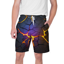 Шорты на шнурке мужские Неоновые трещины - лава, цвет: 3D-принт
