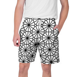 Мужские шорты Абстрактный чёрно-белый треугольно-круглый паттерн