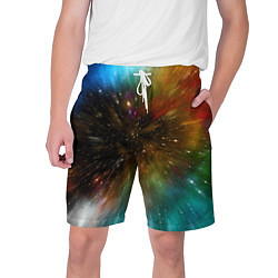 Шорты на шнурке мужские Бескрайний космос - неон, цвет: 3D-принт