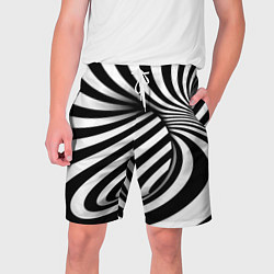 Шорты на шнурке мужские Оптические иллюзии зебра, цвет: 3D-принт