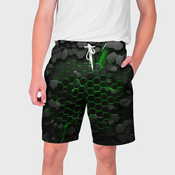 Шорты на шнурке мужские Взрыв зеленых плит, цвет: 3D-принт