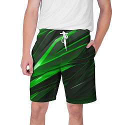 Шорты на шнурке мужские Зеленый и черные детали, цвет: 3D-принт