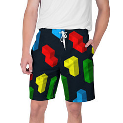 Шорты на шнурке мужские Крупные фигуры из игры Тетрис, цвет: 3D-принт