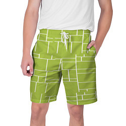 Шорты на шнурке мужские Цвет зеленый салатовый тренд, цвет: 3D-принт