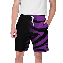 Шорты на шнурке мужские Фиолетовый с черными полосками зебры, цвет: 3D-принт