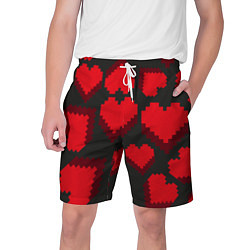 Шорты на шнурке мужские Pixel hearts, цвет: 3D-принт