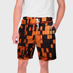 Шорты на шнурке мужские Чёрные и оранжевые кубики, цвет: 3D-принт