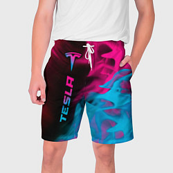 Шорты на шнурке мужские Tesla - neon gradient: по-вертикали, цвет: 3D-принт