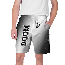 Шорты на шнурке мужские Doom glitch на светлом фоне: надпись, символ, цвет: 3D-принт