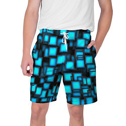 Шорты на шнурке мужские Геометрия - синие квадраты, цвет: 3D-принт
