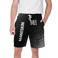 Шорты на шнурке мужские Maneskin glitch на темном фоне: надпись, символ, цвет: 3D-принт