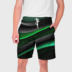 Шорты на шнурке мужские Black green line, цвет: 3D-принт