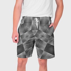 Шорты на шнурке мужские В серых тонах геометрический узор, цвет: 3D-принт