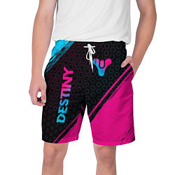Шорты на шнурке мужские Destiny - neon gradient: надпись, символ, цвет: 3D-принт