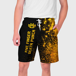 Шорты на шнурке мужские Five Finger Death Punch - gold gradient: по-вертик, цвет: 3D-принт