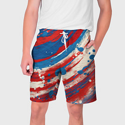 Шорты на шнурке мужские Краски в цветах флага РФ, цвет: 3D-принт