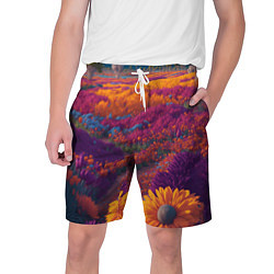 Шорты на шнурке мужские Цветочный луг, цвет: 3D-принт