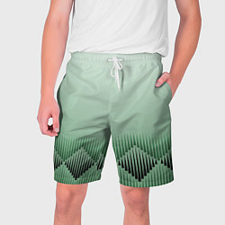 Шорты на шнурке мужские Зеленый градиент с ромбами, цвет: 3D-принт
